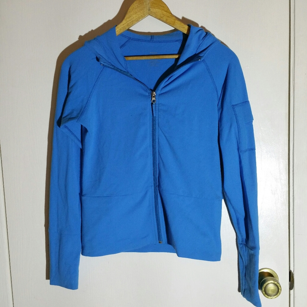 Karma electric blue workout zip-up hoodie